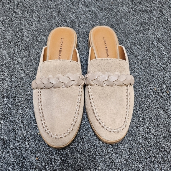 Lucky Brand Panlin Tan Suede Slip On Mule with Braided Accent Size 6 - Picture 3 of 8